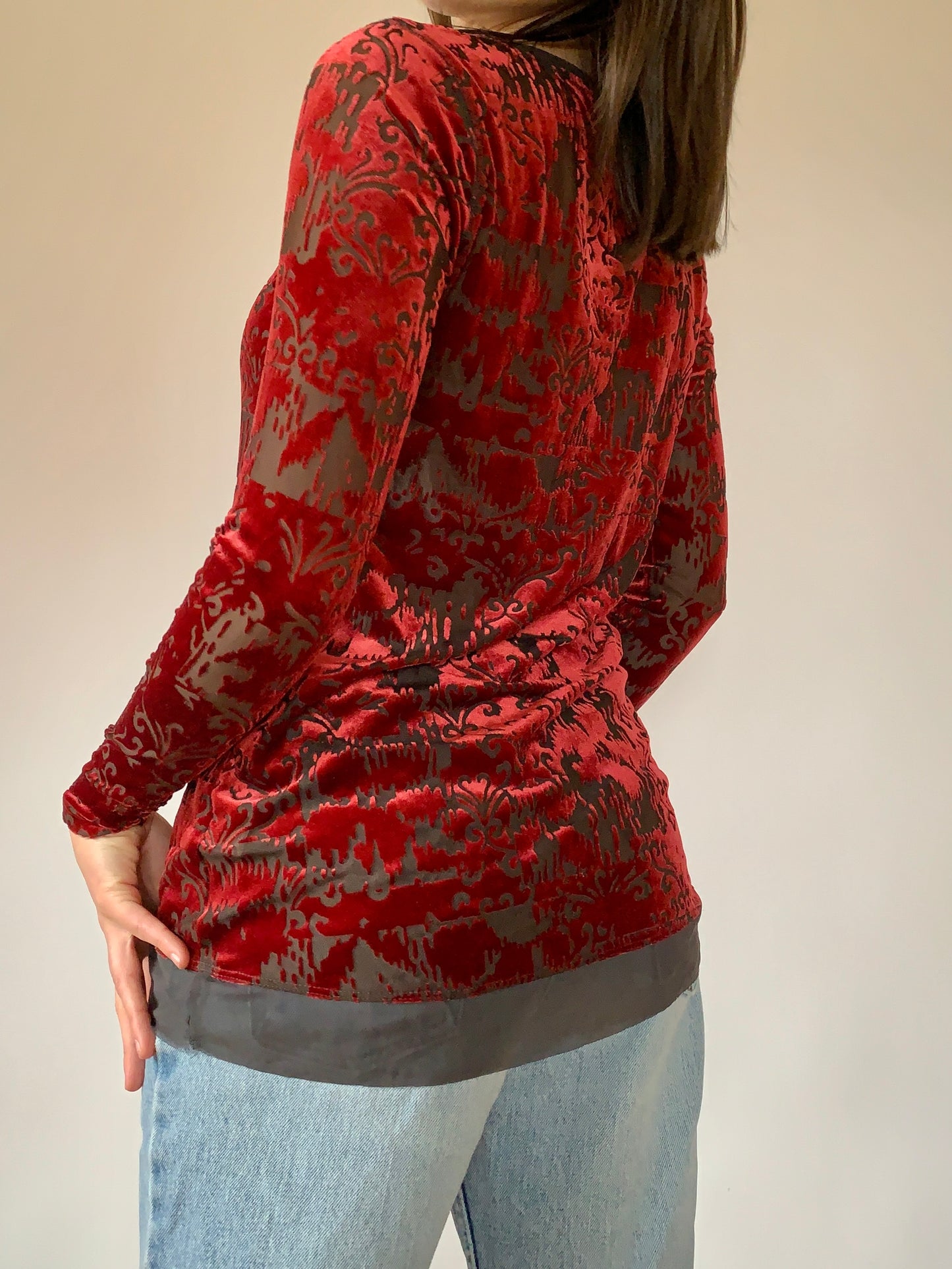 Y2K Velvet & Mesh Top