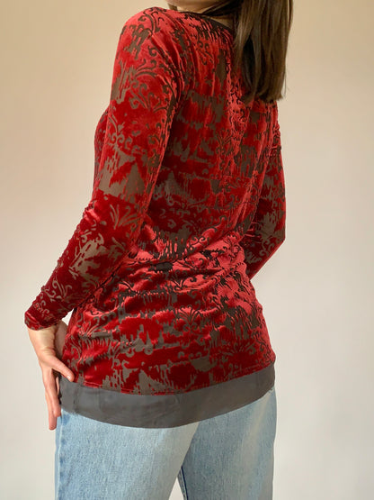 Y2K Velvet & Mesh Top