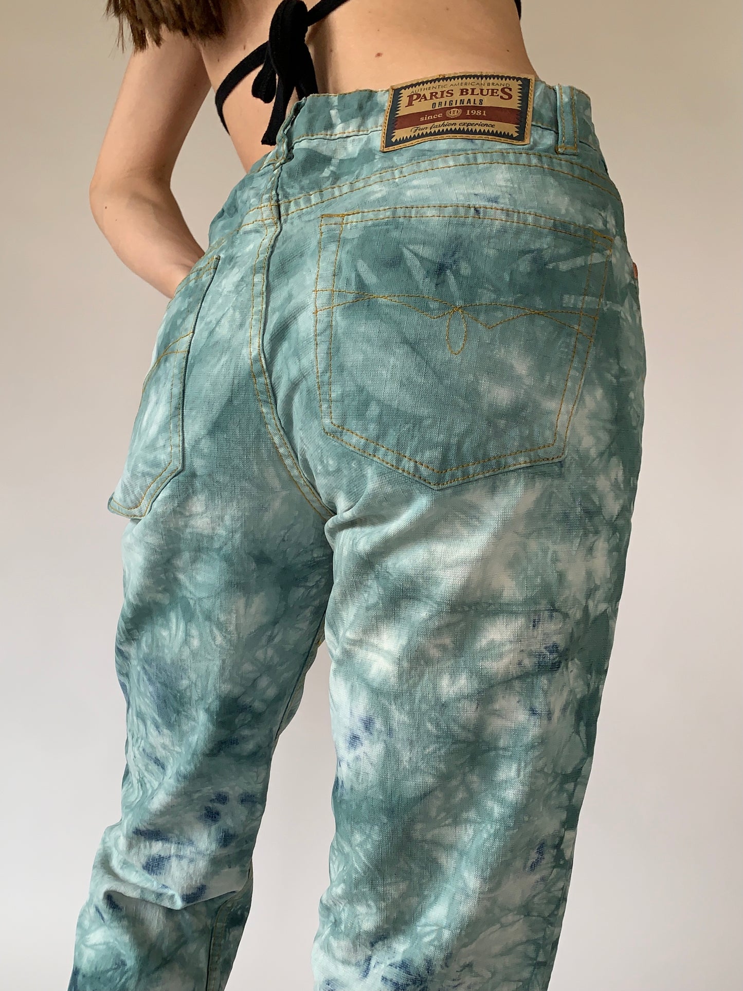 Vintage Paris Blues Tie Dye Flares