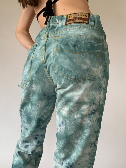 Vintage Paris Blues Tie Dye Flares
