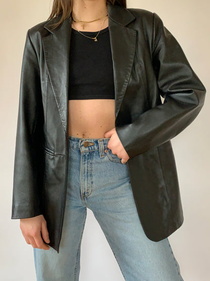 Vintage 1990s Leather Blazer