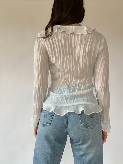 Y2K Sheer Ruffle Blouse