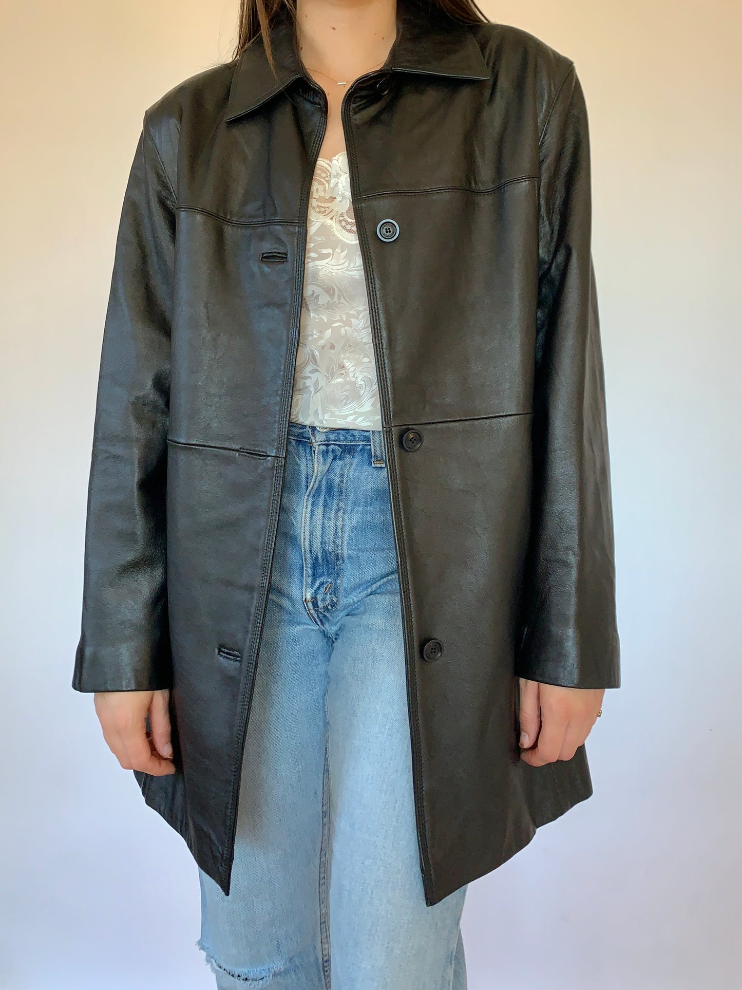 Vintage 1990s Leather Trench
