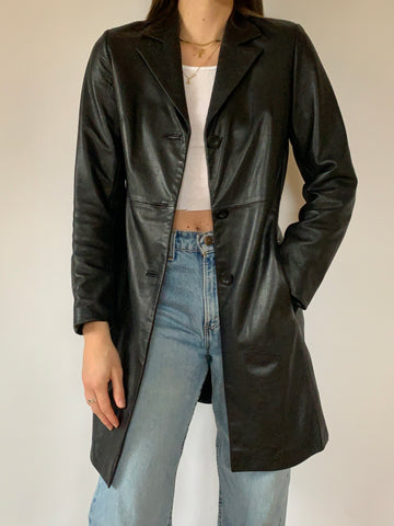 Y2K Leather Trench