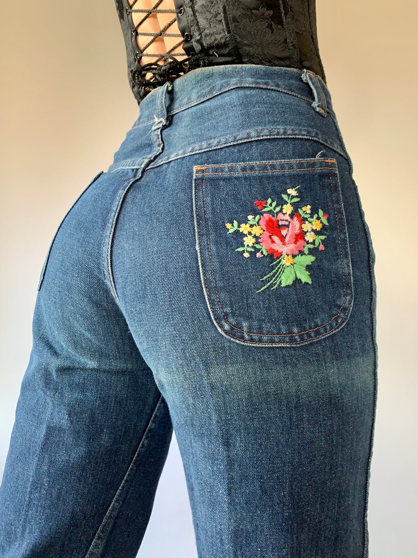 Vintage 1970s Embroidered Jeans