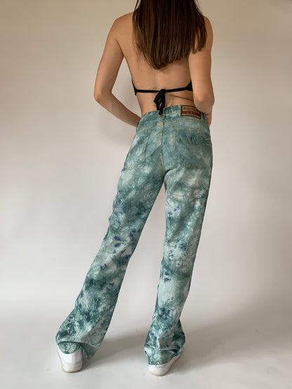 Vintage Paris Blues Tie Dye Flares