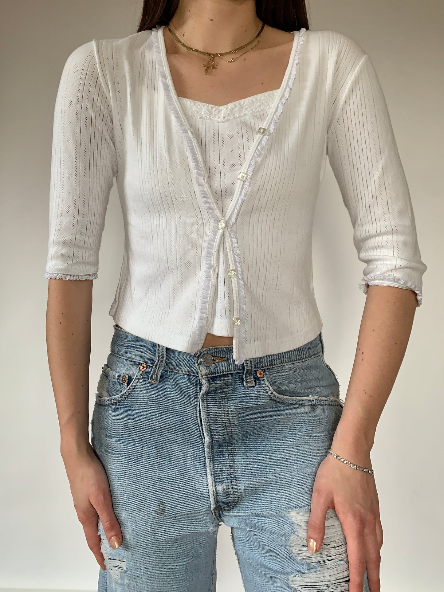 Two Piece White Cotton Set