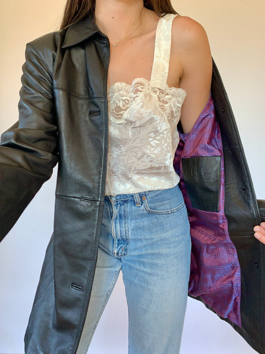 Vintage 1990s Leather Trench