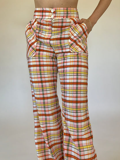 Vintage 1970s Plaid Bellbottoms