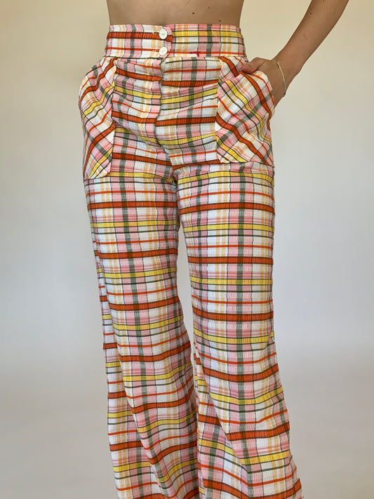 Vintage 1970s Plaid Bellbottoms