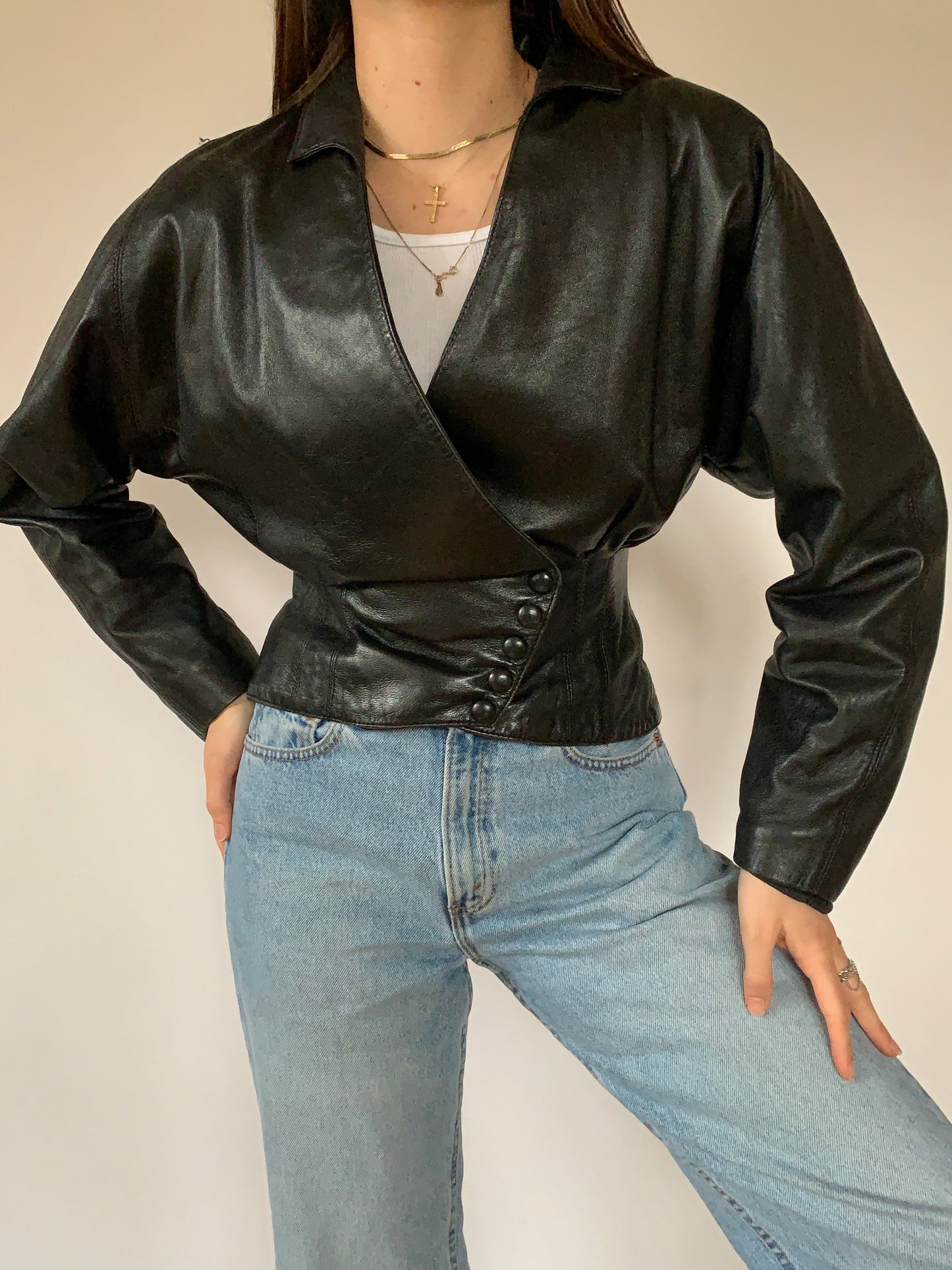 Vintage 1980s Cropped Leather