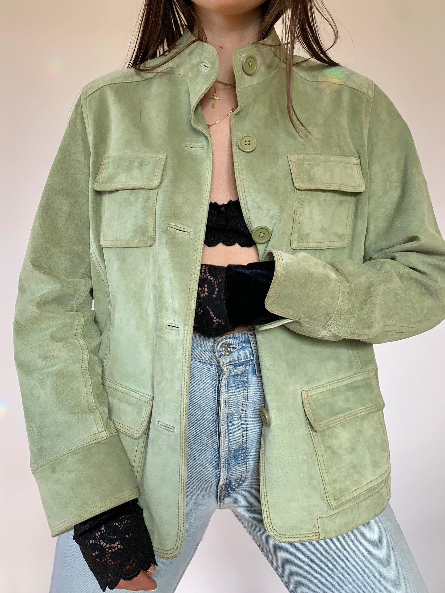 Y2K Green Leather Jacket