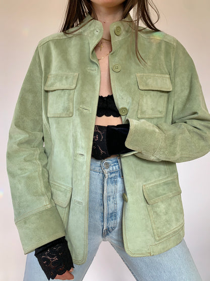 Y2K Green Leather Jacket