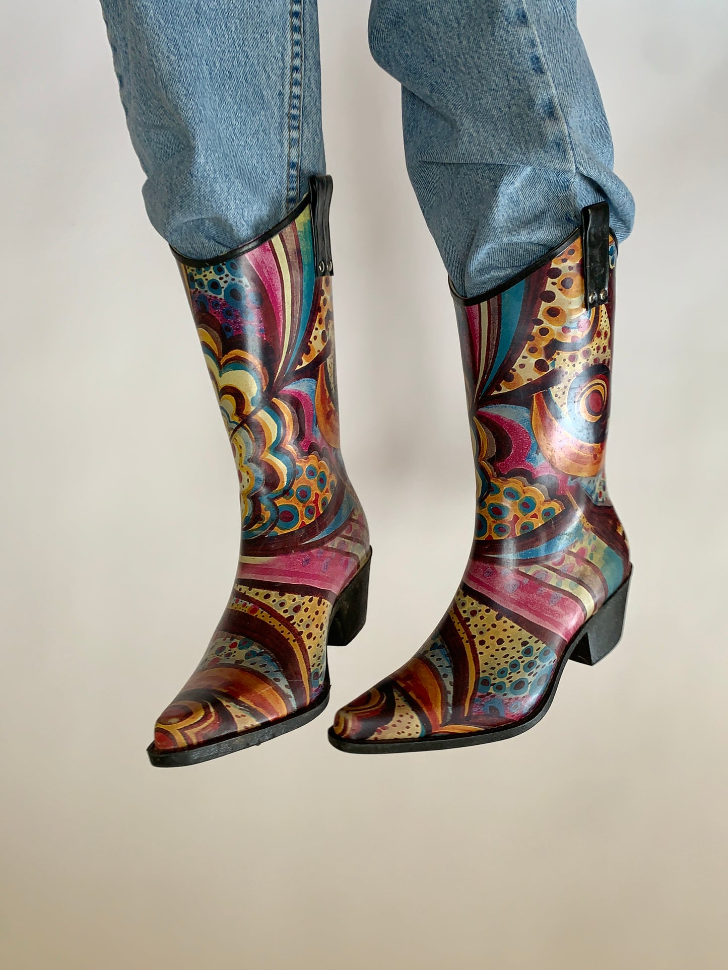 Abstract Cowboy Rainboots