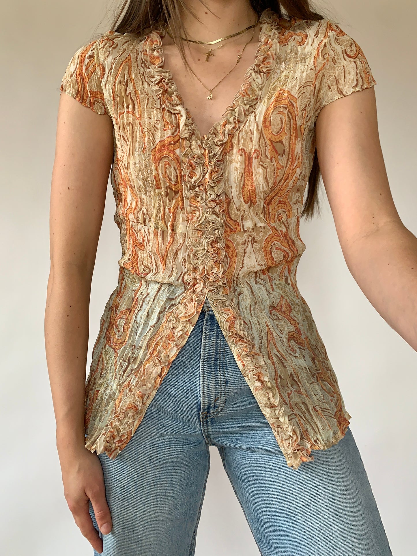 Y2K Paisley Blouse