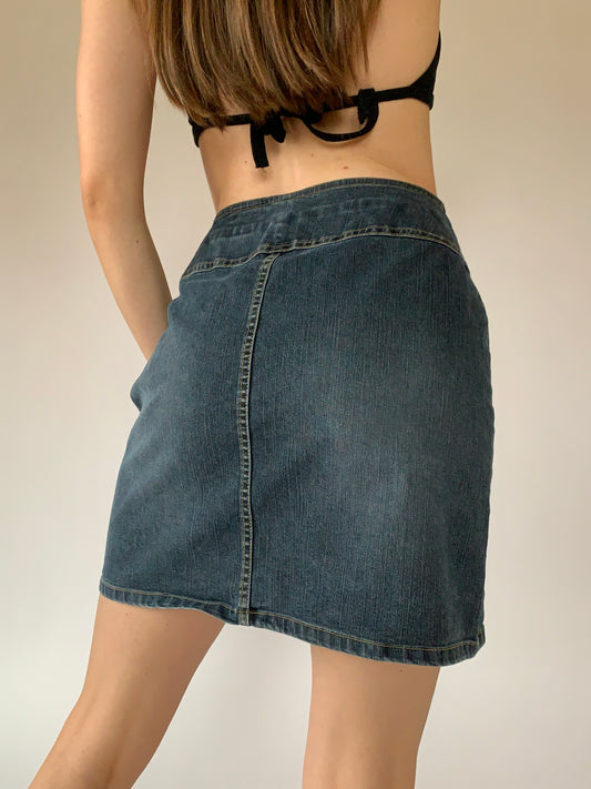 Y2K Belted Denim Skirt