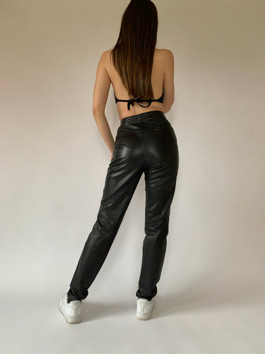 Vintage High Rise Leather Pants