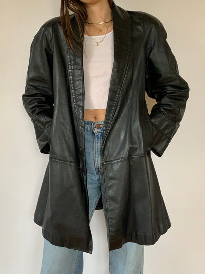 Vintage 1980s Leather Trench