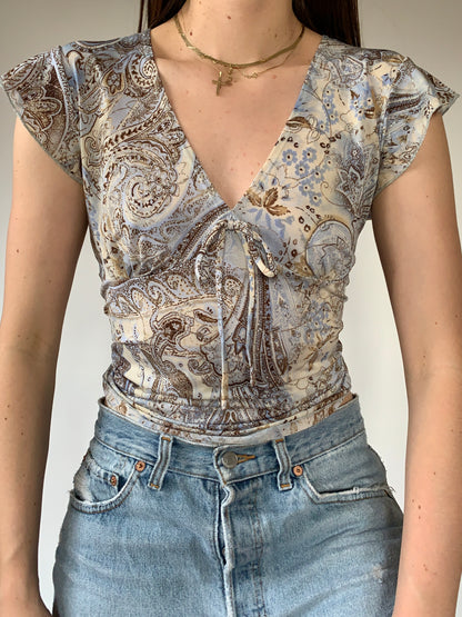 Y2K Paisley Top