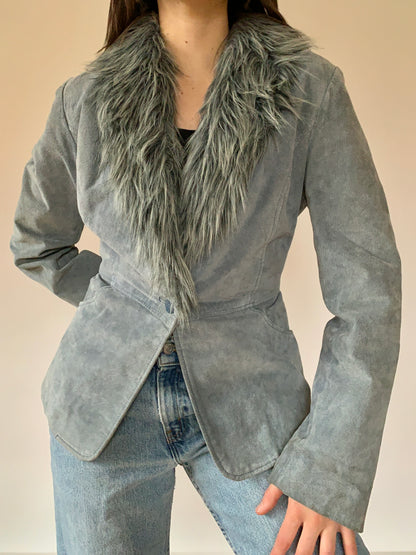 Y2K Leather & Faux Fur Blazer