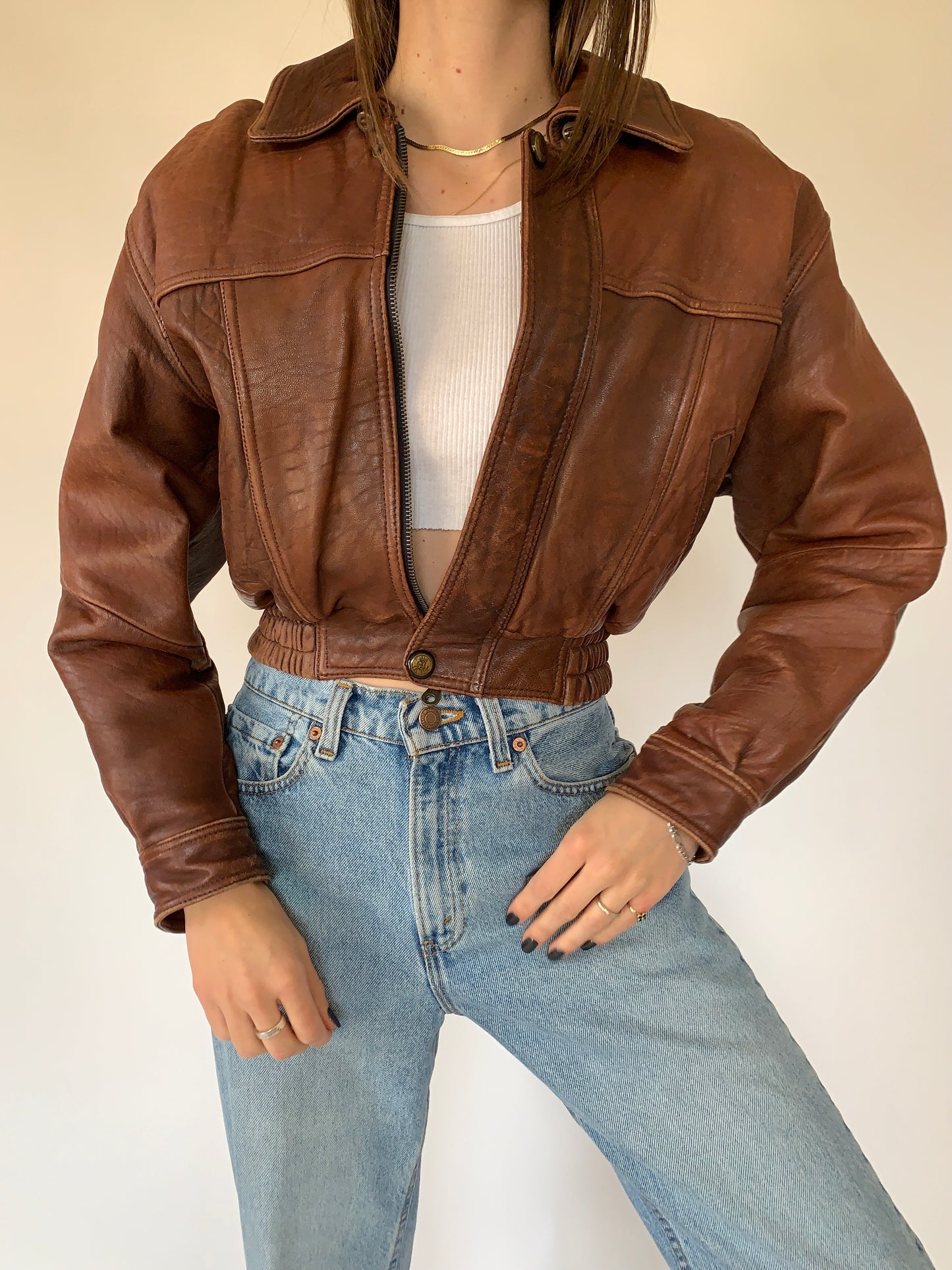 Vintage Cropped Leather Jacket