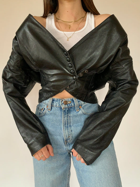 Vintage 1980s Cropped Leather