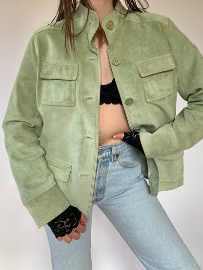 Y2K Green Leather Jacket