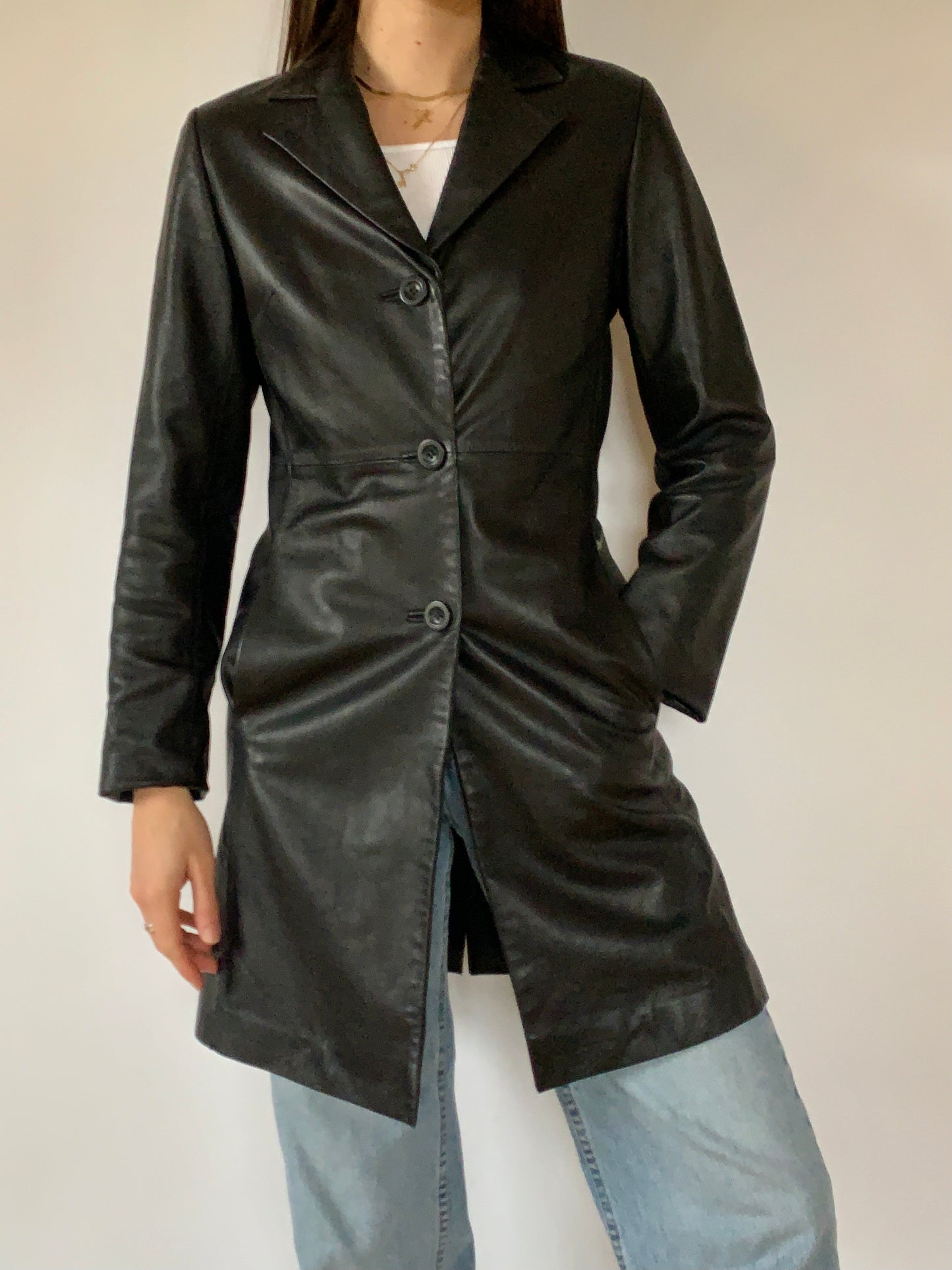 Y2K Leather Trench