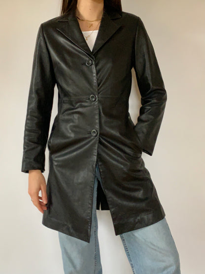 Y2K Leather Trench