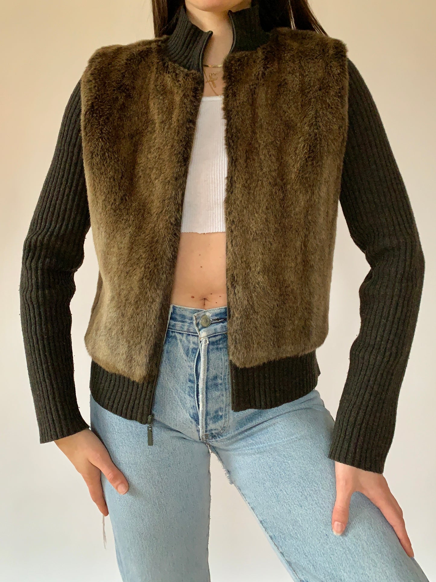 Y2K Faux Fur Zip Up