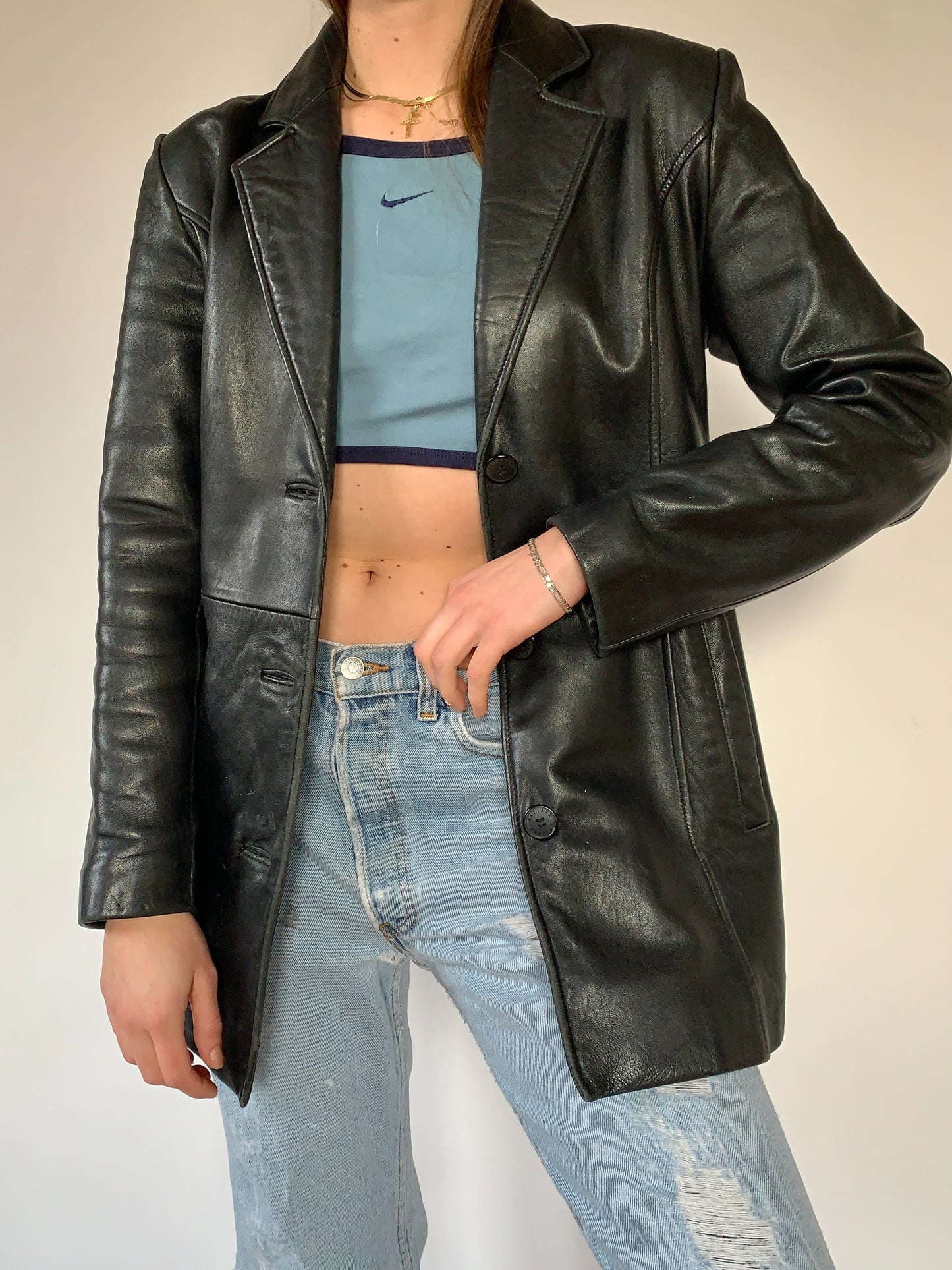 Vintage 1990s Leather Blazer