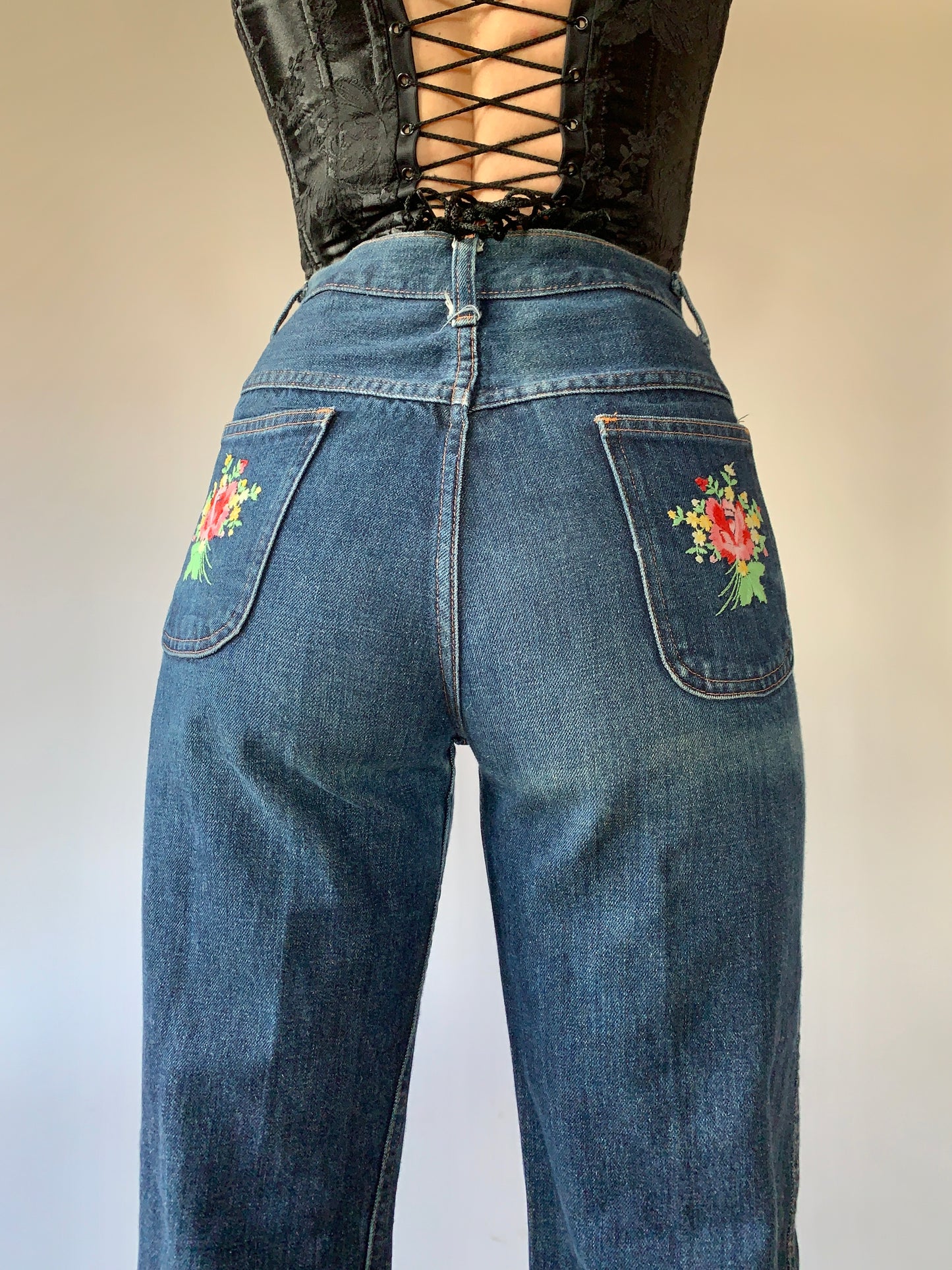 Vintage 1970s Embroidered Jeans