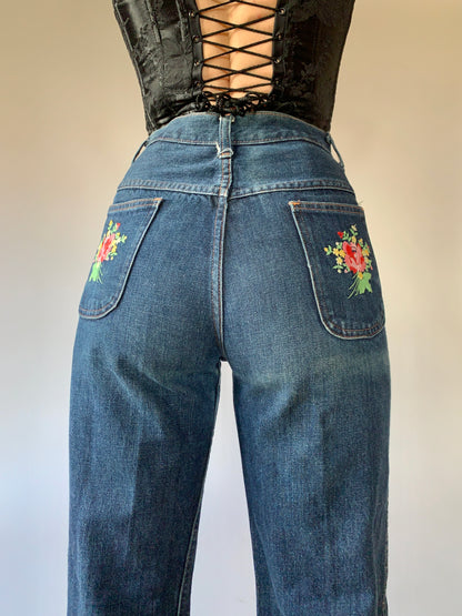 Vintage 1970s Embroidered Jeans