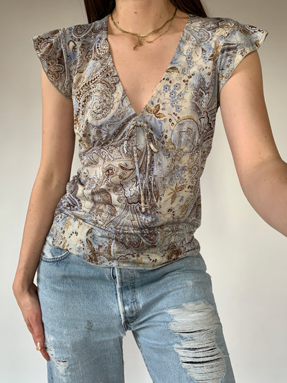 Y2K Paisley Top