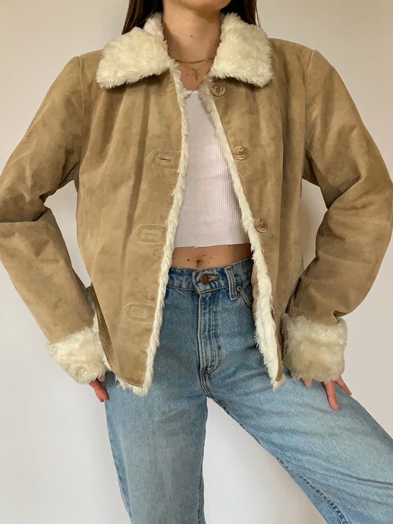 Vintage 1990s Faux Fur & Suede Jacket – Hazy Vintage