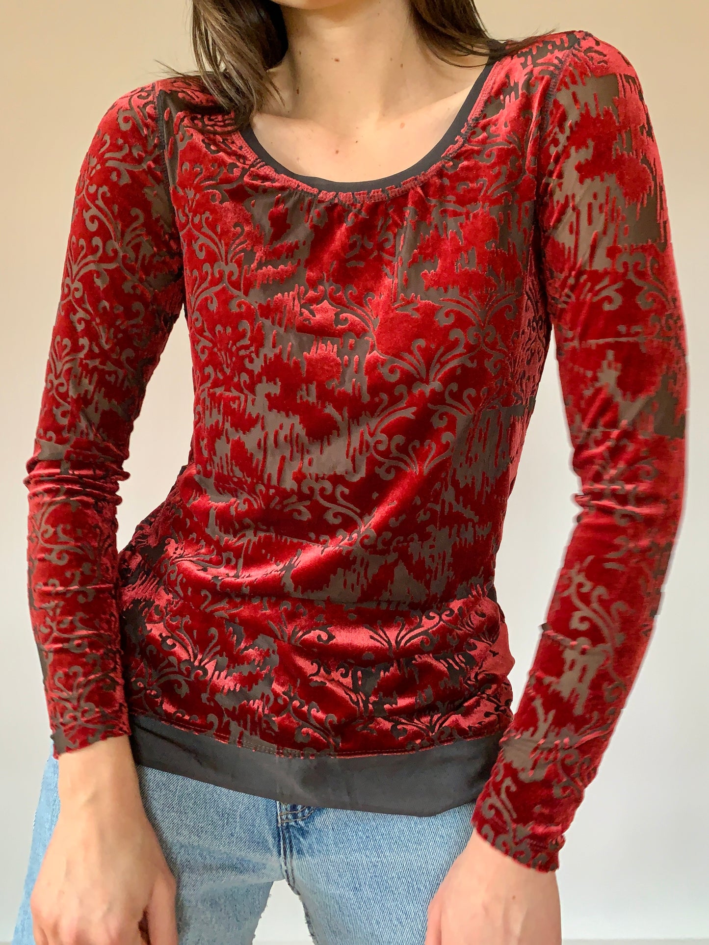 Y2K Velvet & Mesh Top