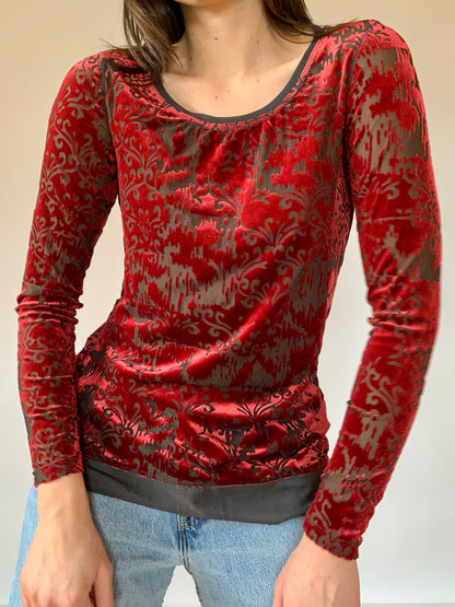 Y2K Velvet & Mesh Top