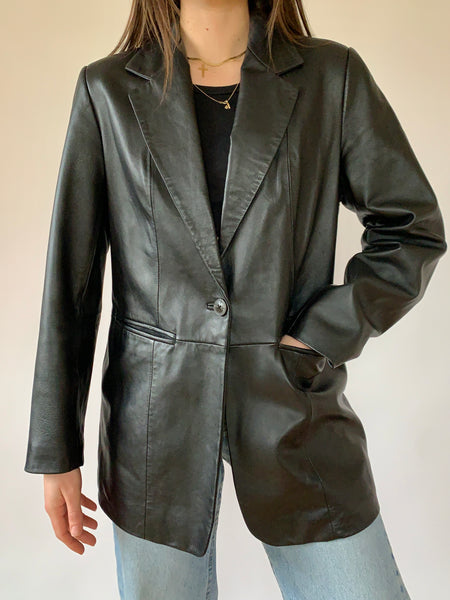 Vintage 1990s Leather Blazer