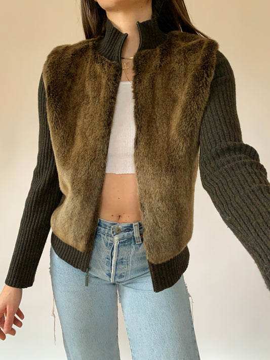 Y2K Faux Fur Zip Up