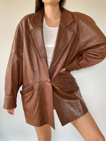 Vintage 1980s Leather Blazer