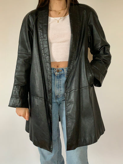 Vintage 1980s Leather Trench
