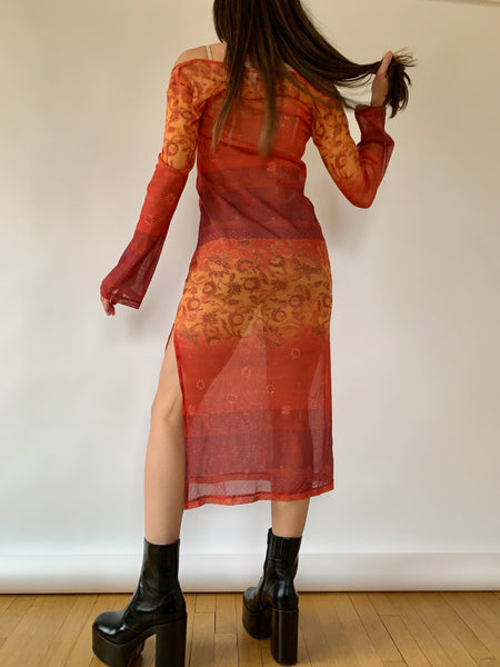 Y2K Mesh Sunset Dress