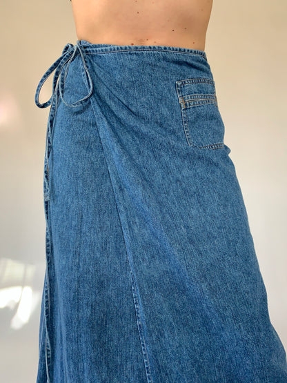 Vintage 1990s Denim Wrap Skirt