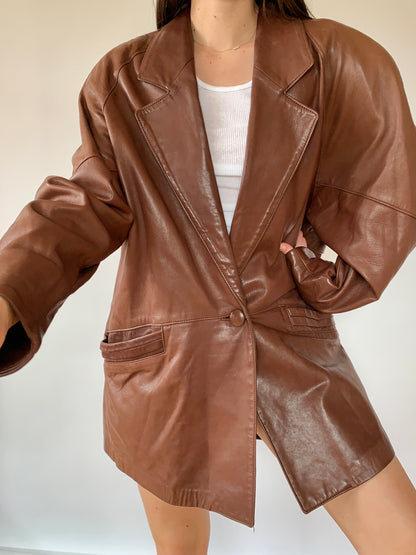 Vintage 1980s Leather Blazer