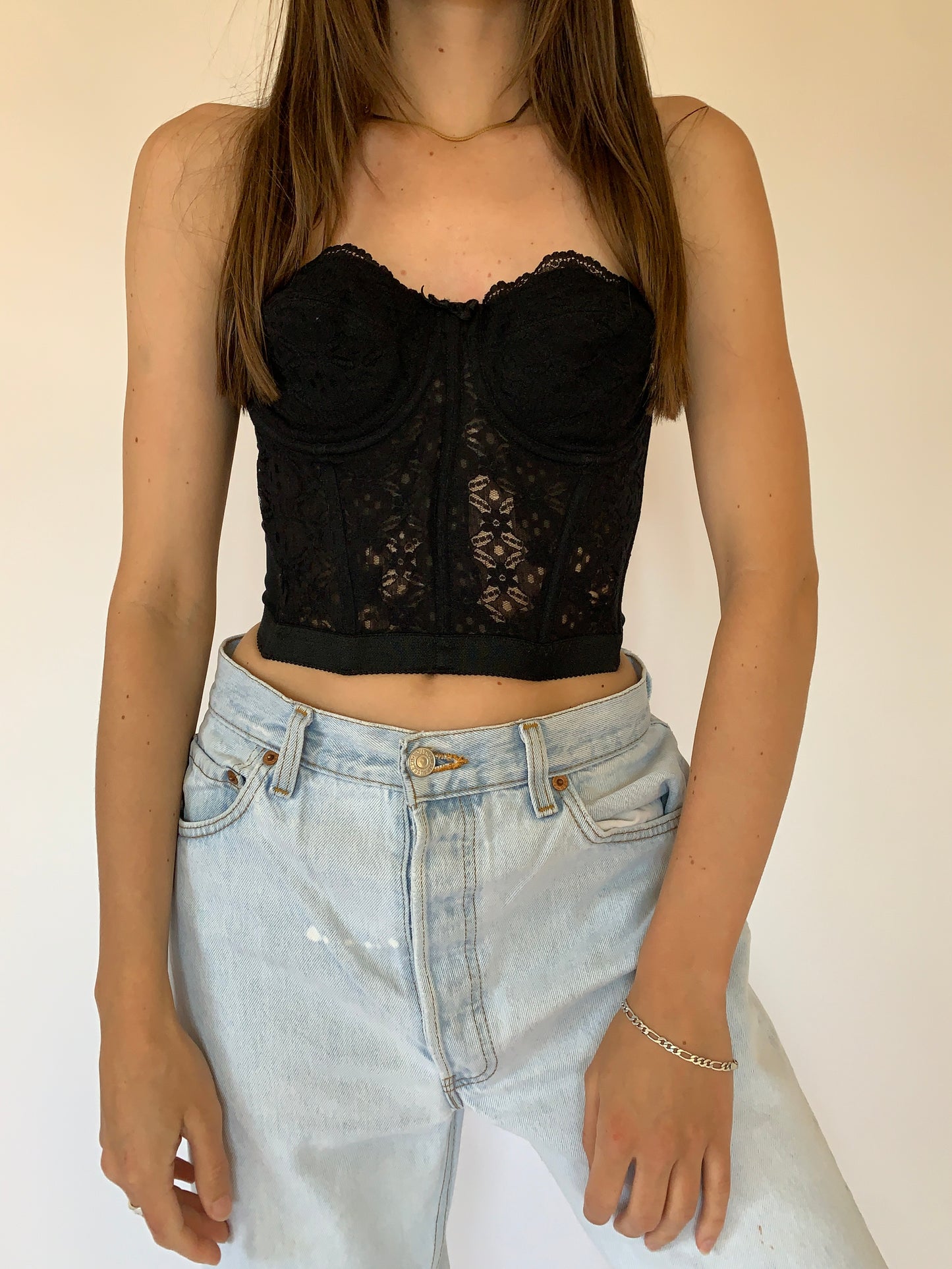 Vintage Black Lace Bustier