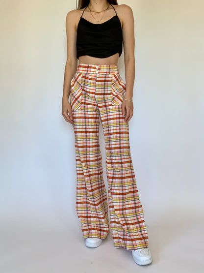 Vintage 1970s Plaid Bellbottoms