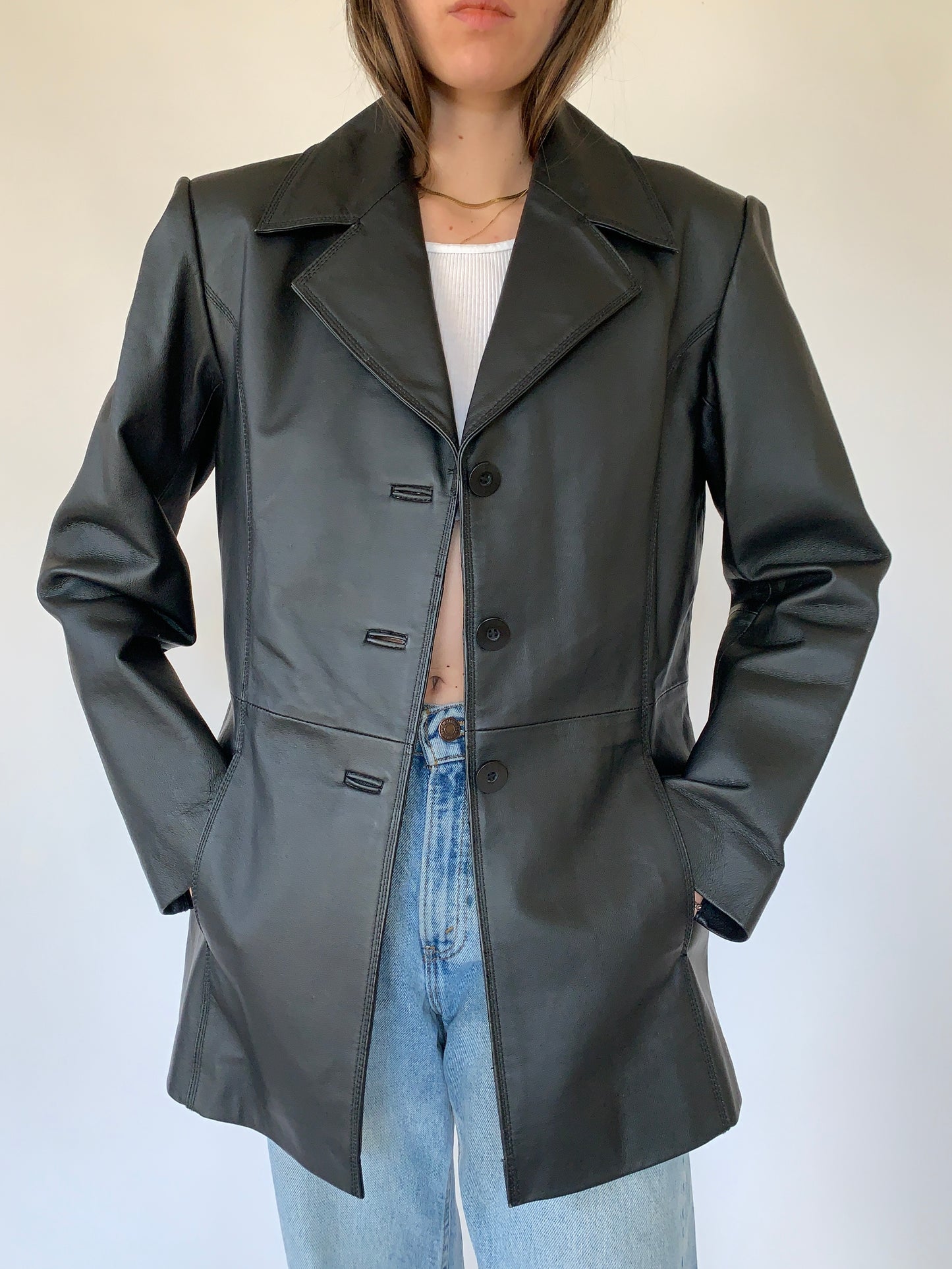 Vintage 1990s Leather Blazer