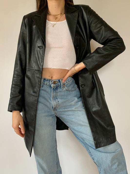 Y2K Leather Trench
