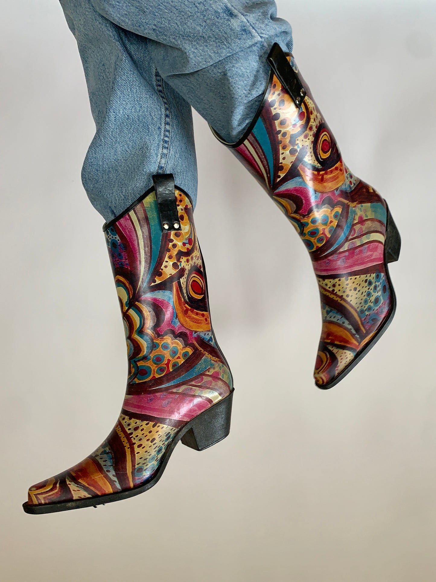 Abstract Cowboy Rainboots