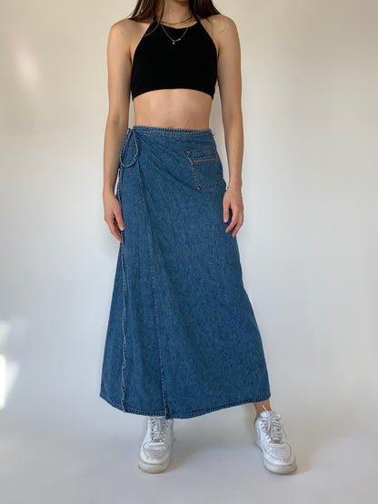 Vintage 1990s Denim Wrap Skirt